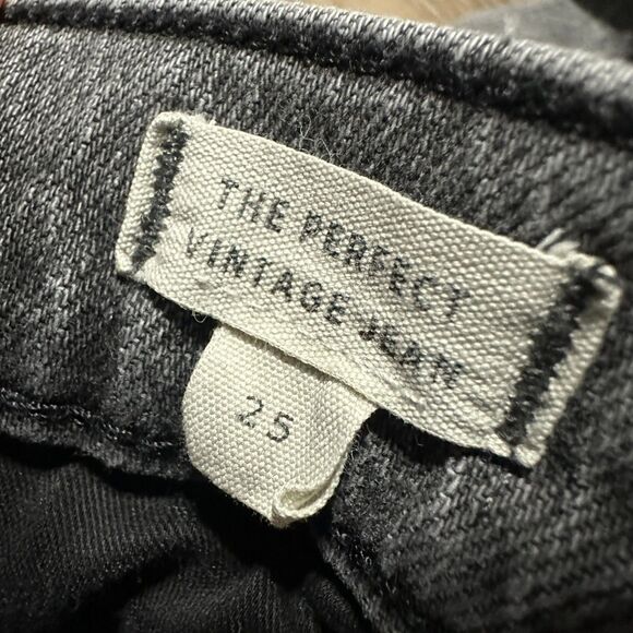 Madewell The Perfect Vintage Jeans Size 25 Raw Hem Black Wash Distressed - Picture 5 of 6